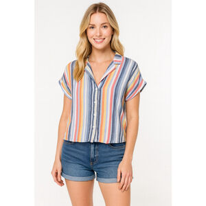 Women's Laundry by Shelli Segal S Striped Button Down Shirt Multi-color